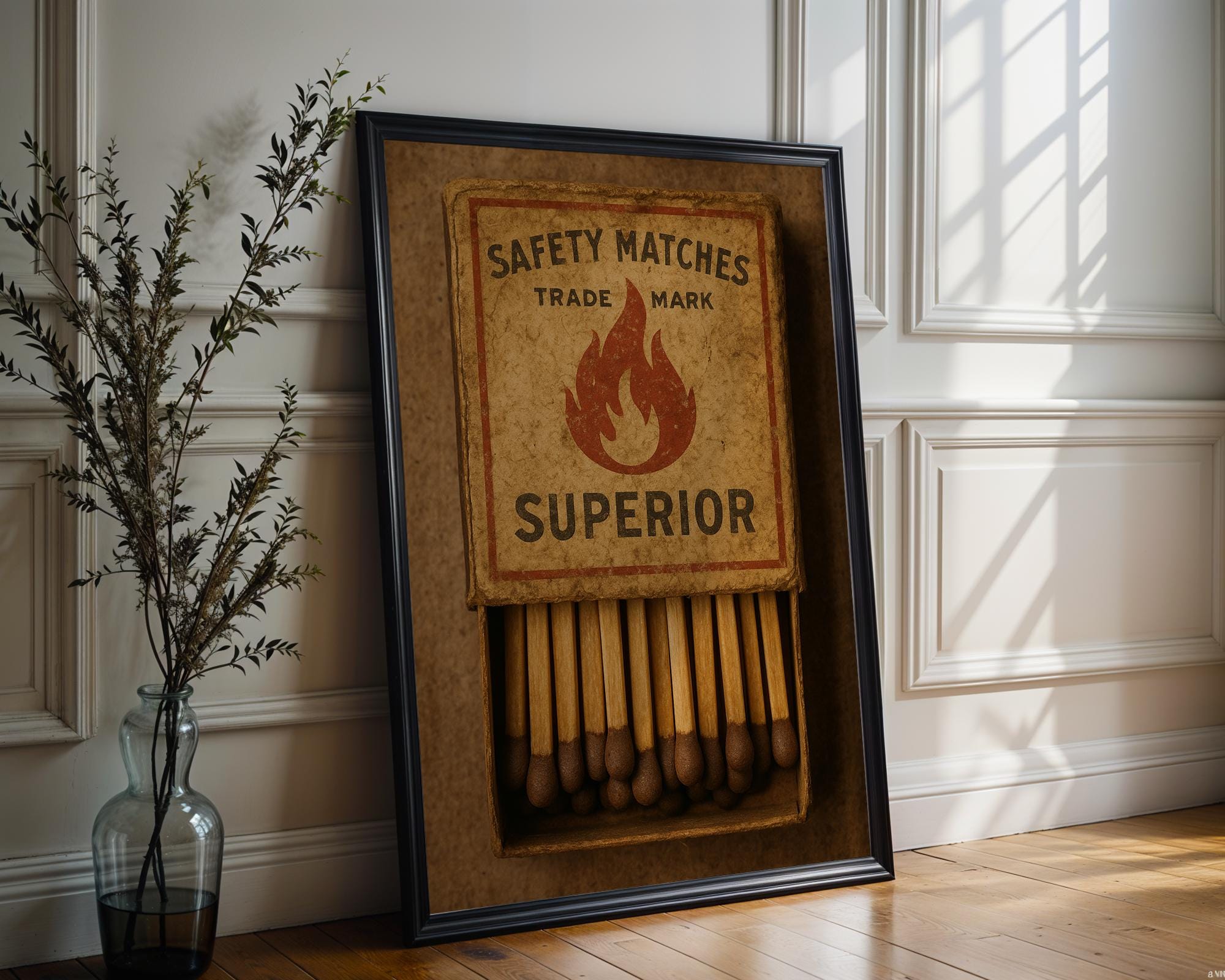 Retro Matchbox Wall Art – Colorful Vintage Ephemera Print for Bar Cart, Midcentury Kitchen or Game Room, Cool Eclectic Decor, Free Shipping - Just Great Posters