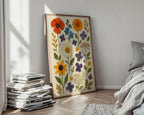 Pressed Flower Collage Art Print – Vibrant Botanical Wall Decor, Dried Flower Poster, Nature - Inspired Home Art - Just Great Posters