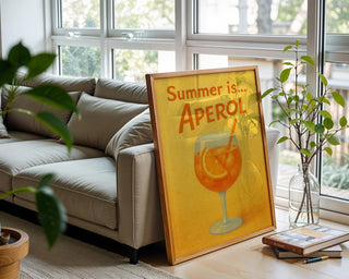 Aperol Spritz Summer Print – Retro Cocktail Poster with Orange Drink Illustration, Bold Pop Wall Art for Kitchen, Bar or Patio Vibes - Just Great Posters