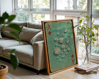 Sparkling Ace of Diamonds Art Print – Retro Playing Card Wall Art with Crystal Gems, Tiffany Style Gift for Jewellery or Card Game Lovers - Just Great Posters