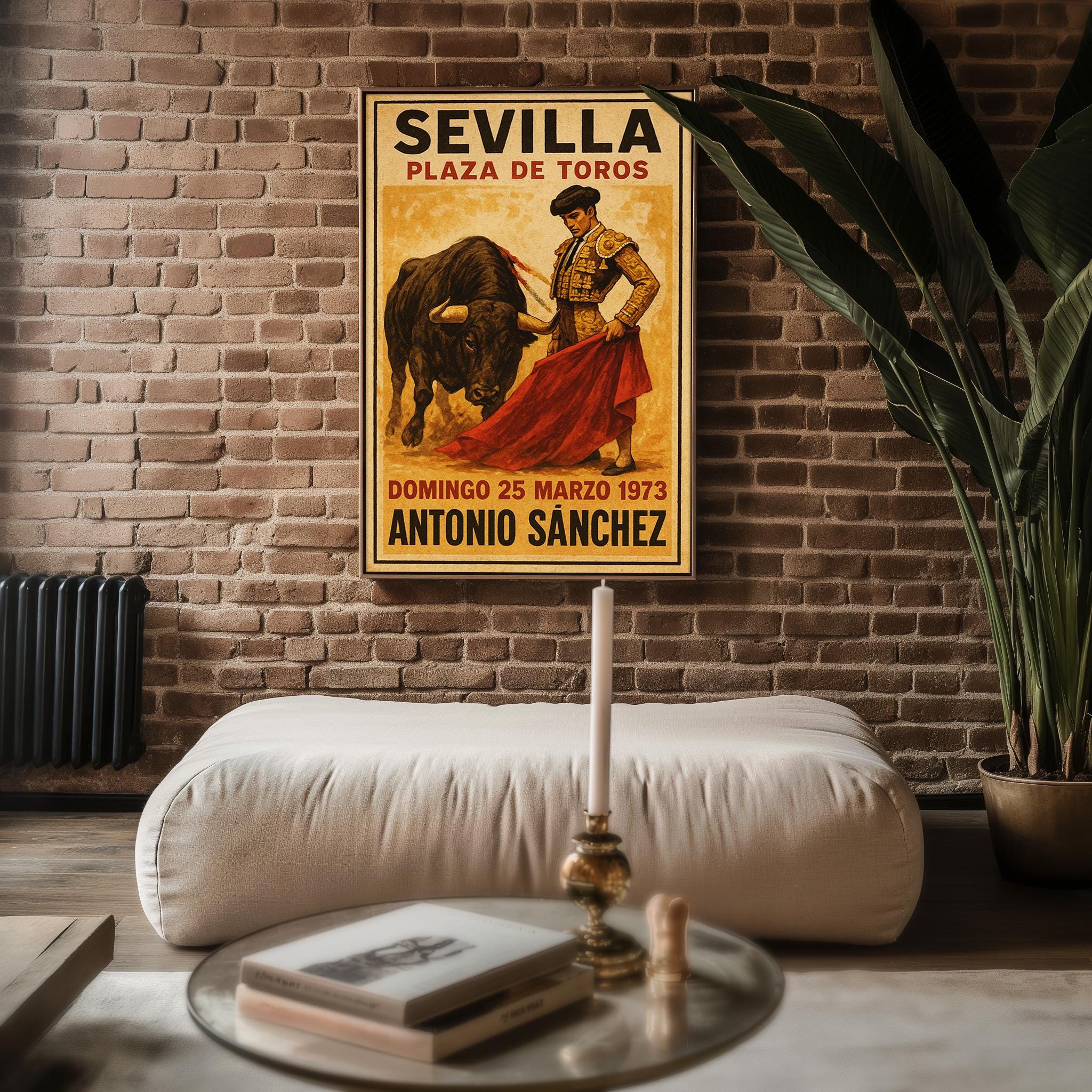 Close-up view of the Sevilla bullfighting poster