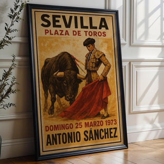 Vintage Sevilla Bullfighting Poster – Retro Spanish Plaza de Toros Art Print, 1973 Antonio Sánchez Corrida de Toros Wall Decor - Just Great Posters