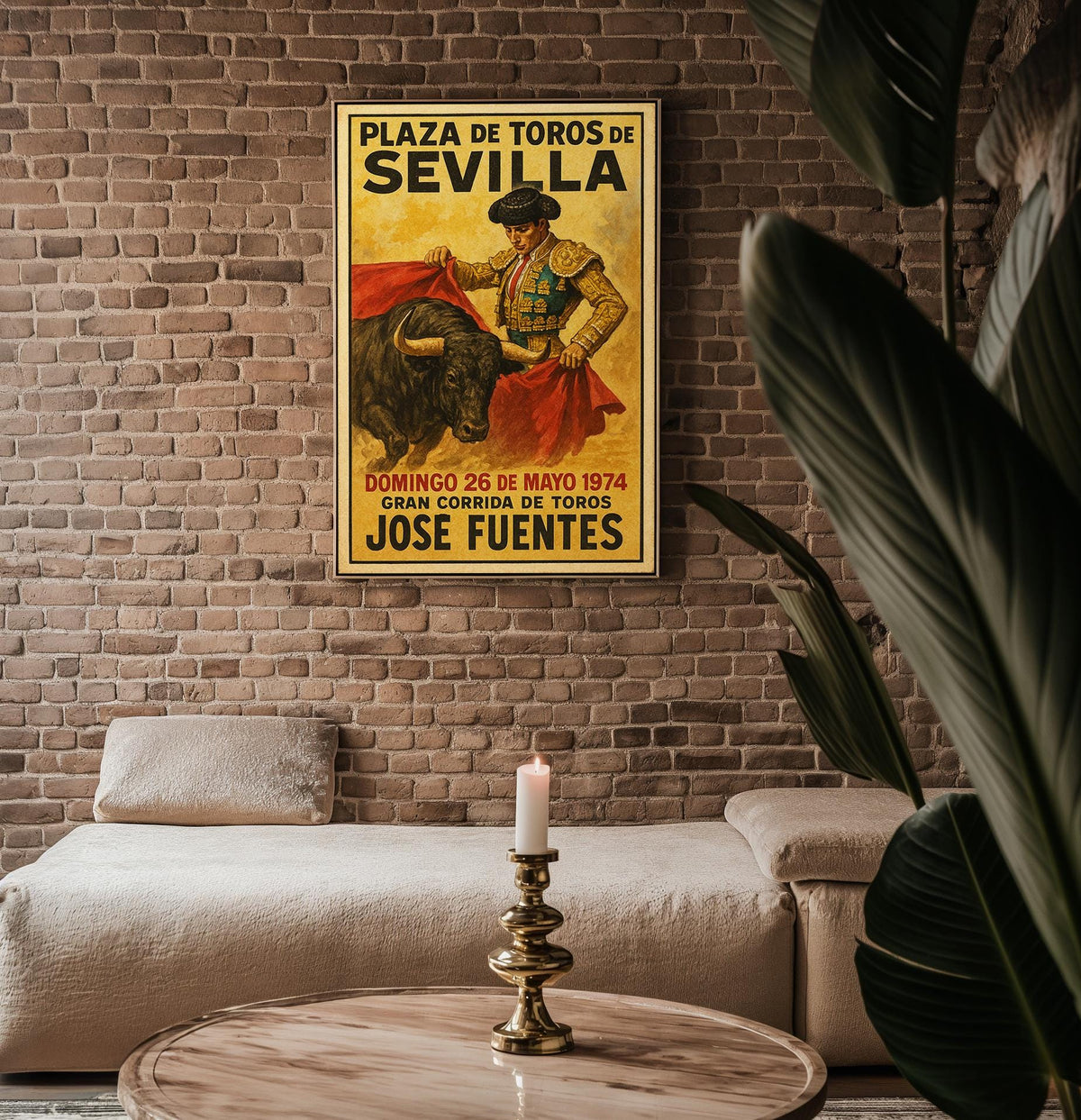 Retro Sevilla Bullfight Poster – 1974 José Fuentes Matador Print, Vintage Spanish Plaza de Toros Corrida de Toros Wall Art - Just Great Posters