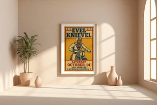 Evel Knievel Vintage Poster – Retro Motorcycle Stunt Show Print, 70s LA Memorial Coliseum Wall Art for Daredevil Fans or Collectors - Just Great Posters