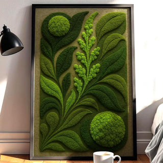 Mossy Green Botanical Faux Textured Look Art Print – Nature Wall Decor 2D Moss Look, Organic Vibes for Eco Homes, Spa or Forestcore Rooms - Just Great Posters