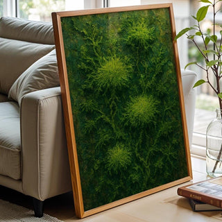 Green Moss Wall Art Print – Naturecore Textured Look Botanical Poster for Eco Decor, Biophilic Design, or Spa - Inspired Wall Styling - Just Great Posters