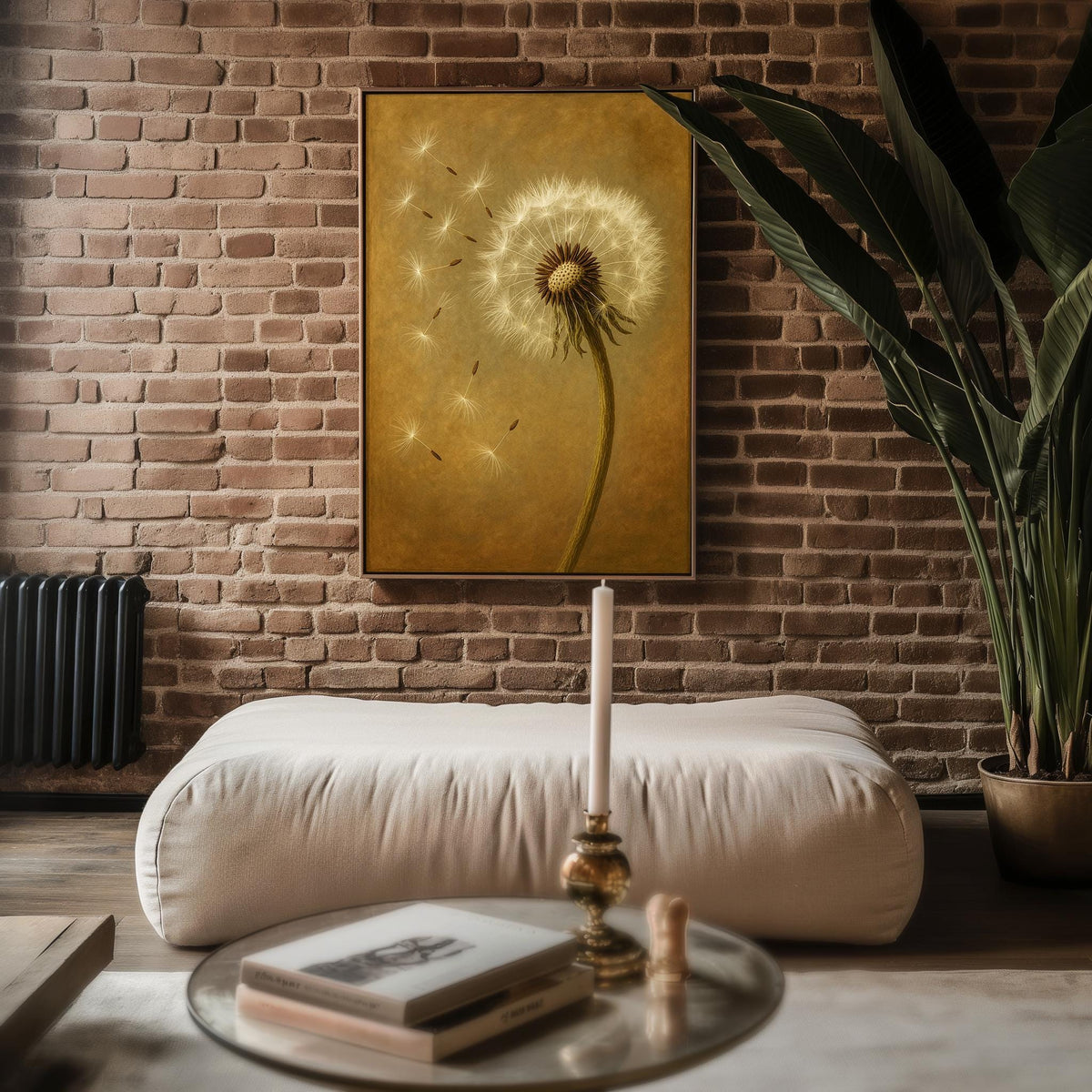 Dandelion Wall Art – Soft Nature Print with Floating Seeds, Neutral Plant Poster for Calm, Earthy, Vintage Home Decor - Just Great Posters