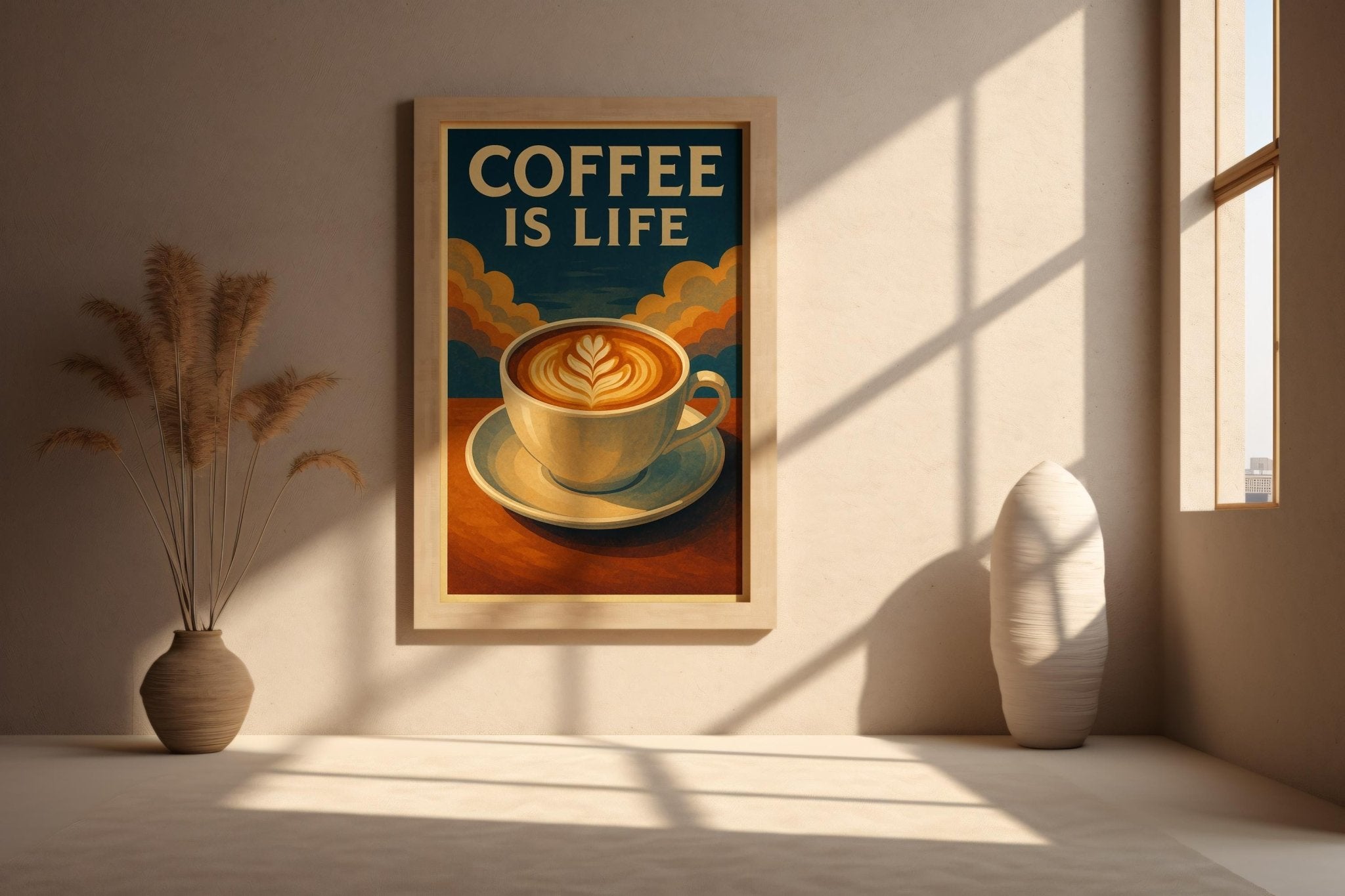 Retro Coffee Art Print – Vintage Style Latte Poster for Kitchen or Café Wall, Bold Coffee Lover Gift for Baristas & Espresso Addicts - Just Great Posters