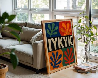 IYKYK Wall Art Print – Cool Abstract Poster with Matisse Leaves and Bold Typography, Colorful Modern Art for Gen Z & Millennials - Just Great Posters