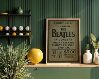 Beatles Concert Ticket Poster – Vintage - Style Print of 1966 Show Stub, Retro Music Wall Art for Classic Rock Fans & Nostalgia Vibes - Just Great Posters