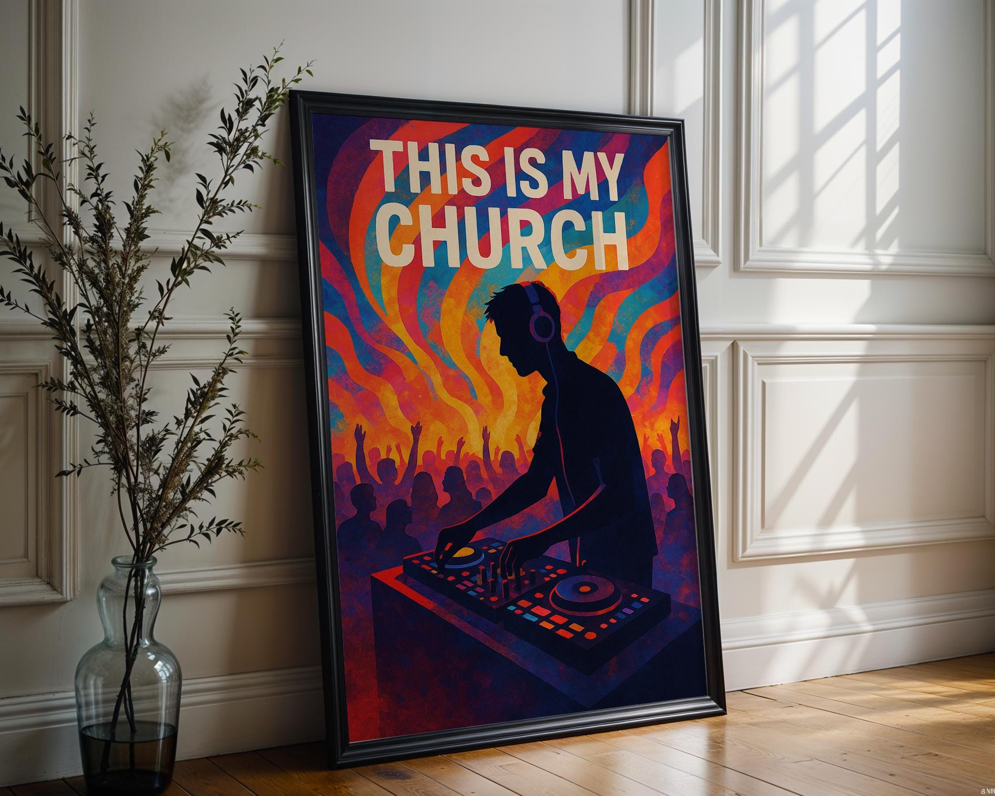 Club DJ Poster – Bold Rave Wall Art for Music Lovers, Retro Club Scene Print with Vibrant Colors, EDM Decor, Free Shipping - Just Great Posters