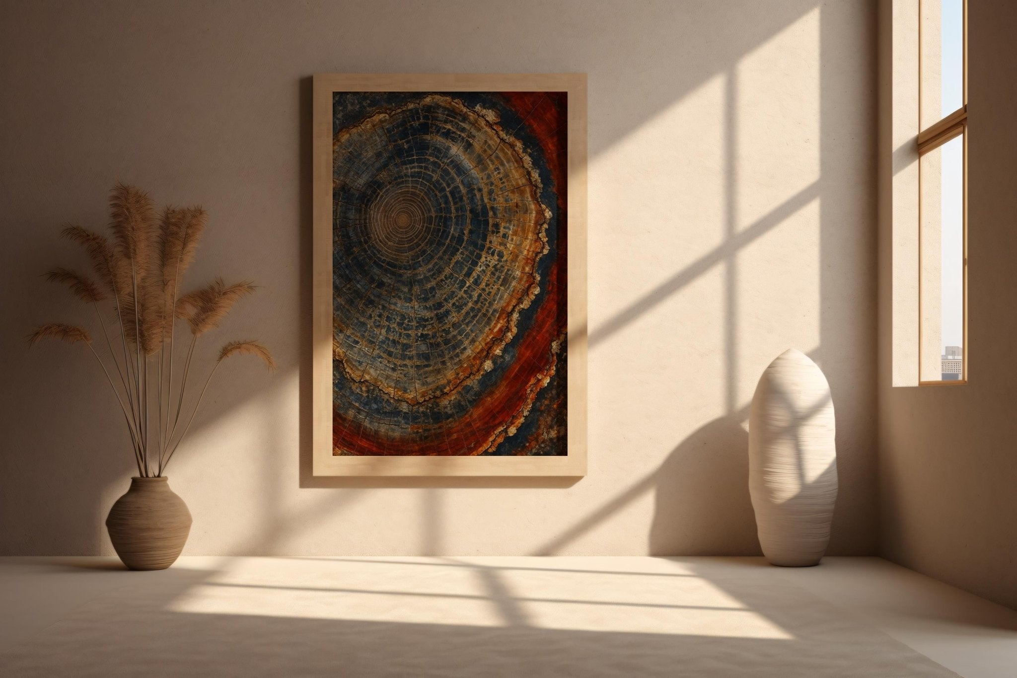 Tree Ring Wall Art – Petrified Wood Cross Section Poster in Earthy Tones, Nature - Inspired Print for Rustic, Modern, or Boho Spaces - Just Great Posters