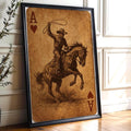 Cowboy Ace of Hearts Playing Card Print – Western Style Vintage Art Poster, Wild West Cowboy on Horse Wall Art for Card Lovers - Just Great Posters