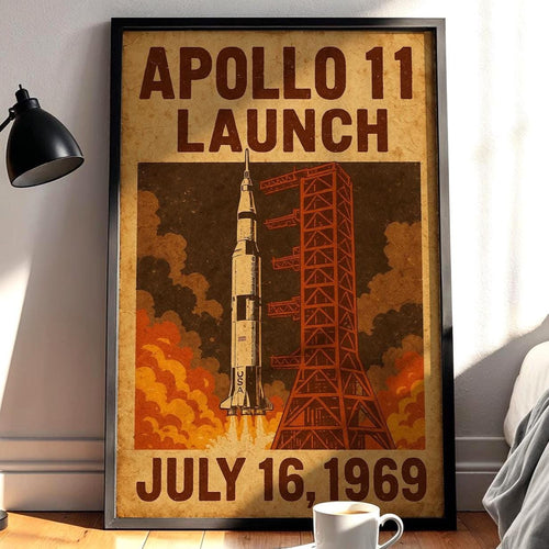 Apollo 11 Launch Poster – Vintage NASA Space Print, July 16 1969 Moon Mission Wall Art, Historic Rocket Launch Poster for Space Lovers - Just Great Posters