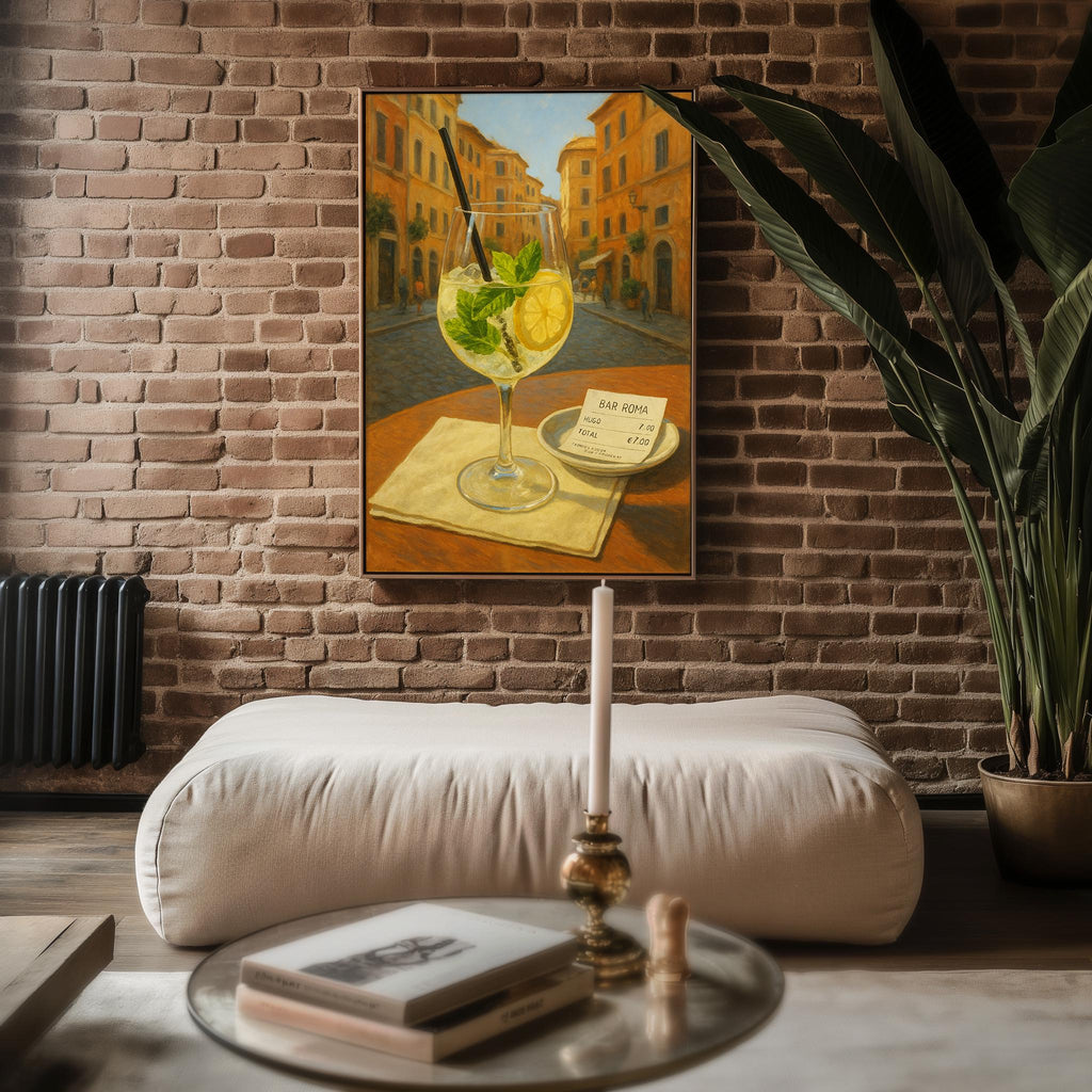 Hugo Spritz in Rome Art Print – Italian Cityscape Cocktail Poster, Travel Café Wall Decor, Sunny Urban Drink Scene, Free Shipping - Just Great Posters