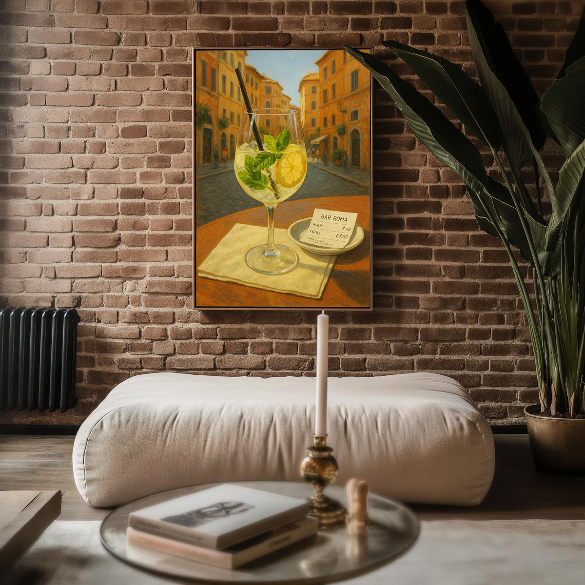 Hugo Spritz in Rome Art Print – Italian Cityscape Cocktail Poster, Travel Café Wall Decor, Sunny Urban Drink Scene, Free Shipping - Just Great Posters