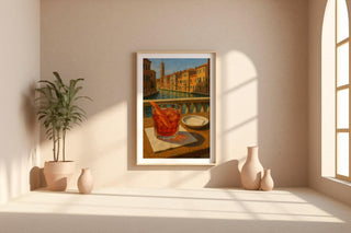 Negroni Cocktail Venice Art Print – Italy Canal View Bar Poster, Red Drink Wall Decor, Romantic Travel Aperitivo Scene - Just Great Posters