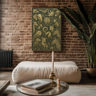 Jungle Animal Wall Art – Safari Wildlife Print, Luxe Gold Foil Texture Poster, Boho Nursery or Eclectic Gallery Decor, Embossed Artwork - Just Great Posters
