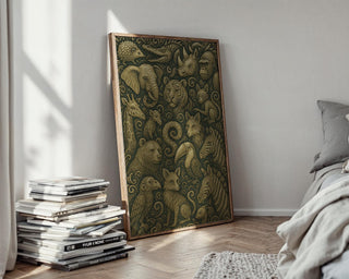 Jungle Animal Wall Art – Safari Wildlife Print, Luxe Gold Foil Texture Poster, Boho Nursery or Eclectic Gallery Decor, Embossed Artwork - Just Great Posters