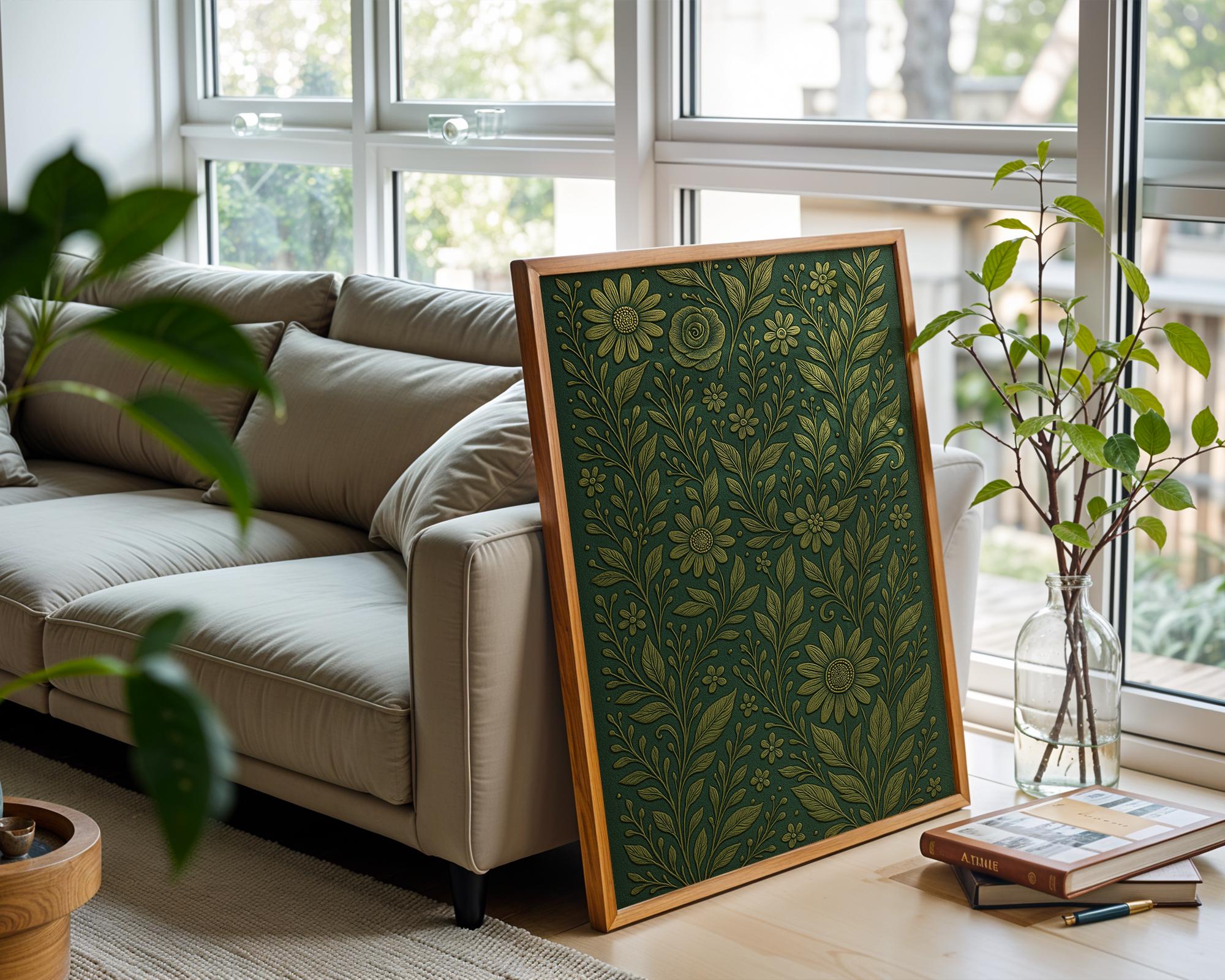 Gold Floral Botanical Wall Art – Embossed Looking Flower Print, Elegant Textured Nature Poster, Garden - Inspired Luxe Home Decor - Just Great Posters