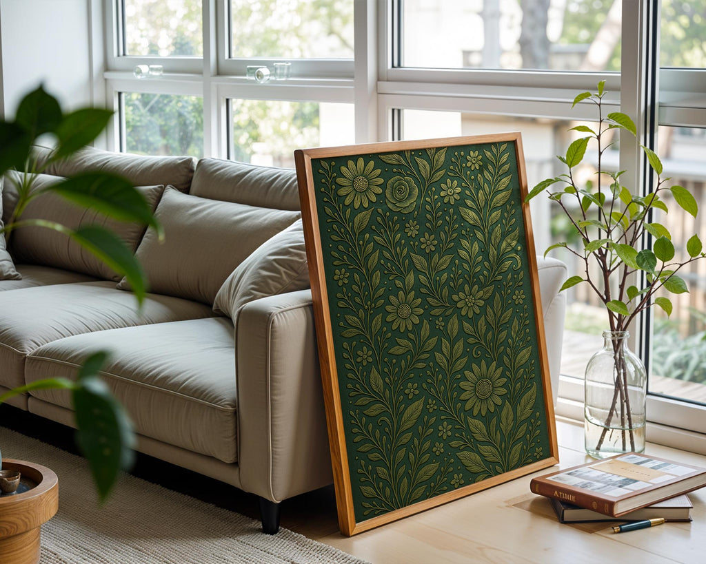 Gold Floral Botanical Wall Art – Embossed Looking Flower Print, Elegant Textured Nature Poster, Garden - Inspired Luxe Home Decor - Just Great Posters