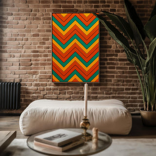 Zig Zag Wall Art – Warm Midcentury Color Print, 70s Inspired Zigzag Pattern Poster, Funky Geometric Decor, Free Shipping - Just Great Posters