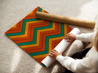 Zig Zag Wall Art – Warm Midcentury Color Print, 70s Inspired Zigzag Pattern Poster, Funky Geometric Decor, Free Shipping - Just Great Posters