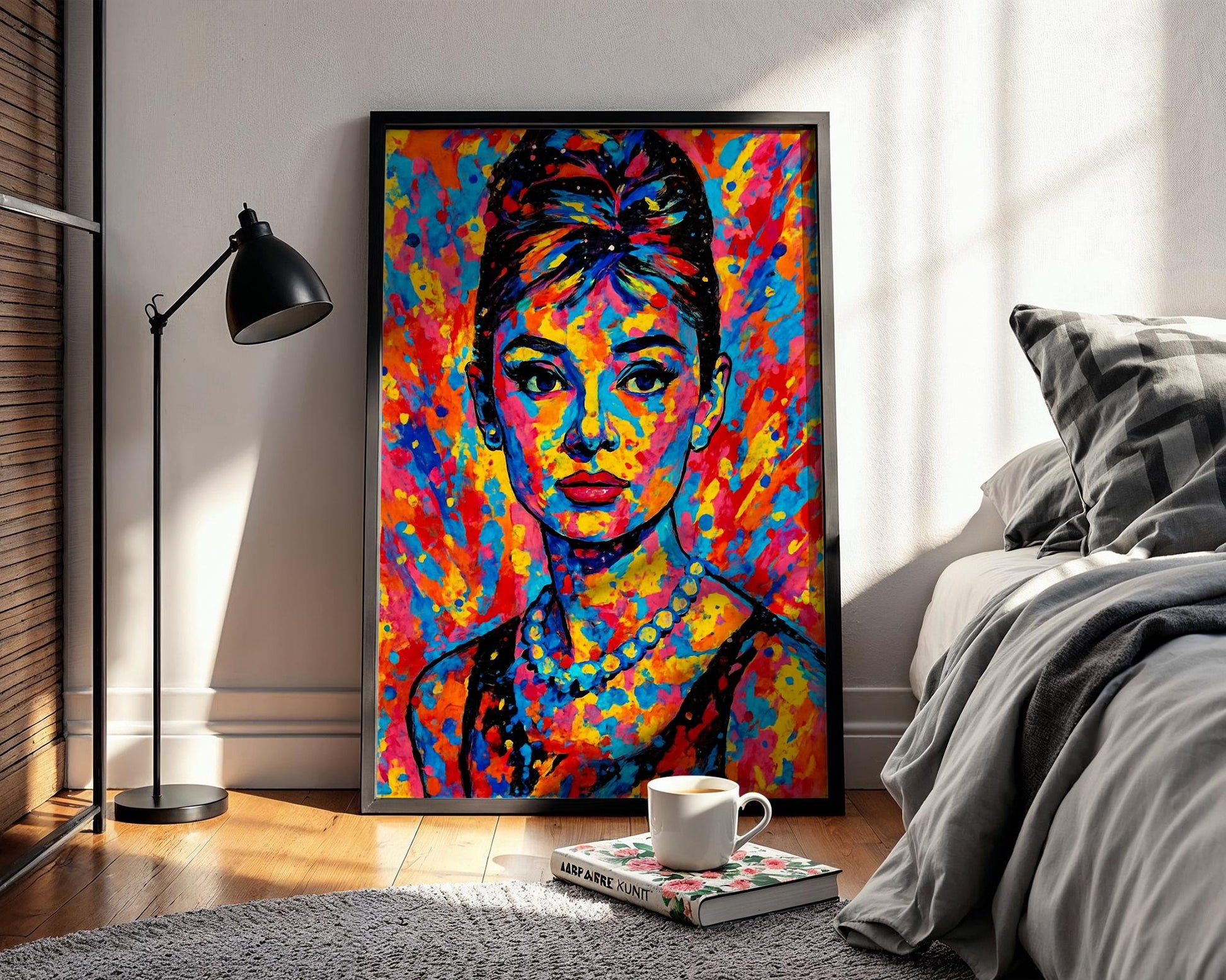 Audrey Hepburn Pop Art Portrait – Vibrant Retro Hollywood Wall Print, Modern Rainbow Icon Poster, Bold Feminine Decor, Free Shipping - Just Great Posters