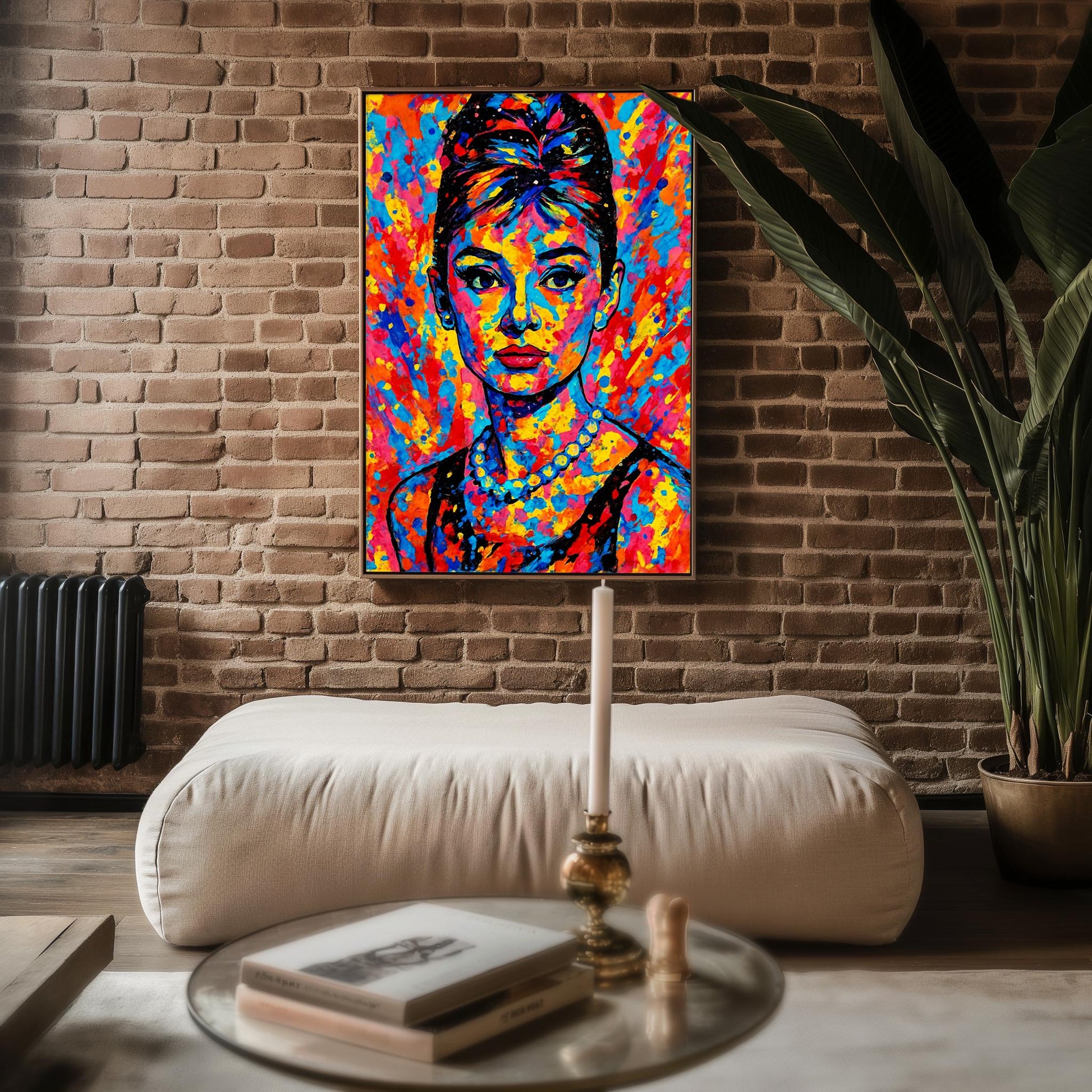Audrey Hepburn Pop Art Portrait – Vibrant Retro Hollywood Wall Print, Modern Rainbow Icon Poster, Bold Feminine Decor, Free Shipping - Just Great Posters
