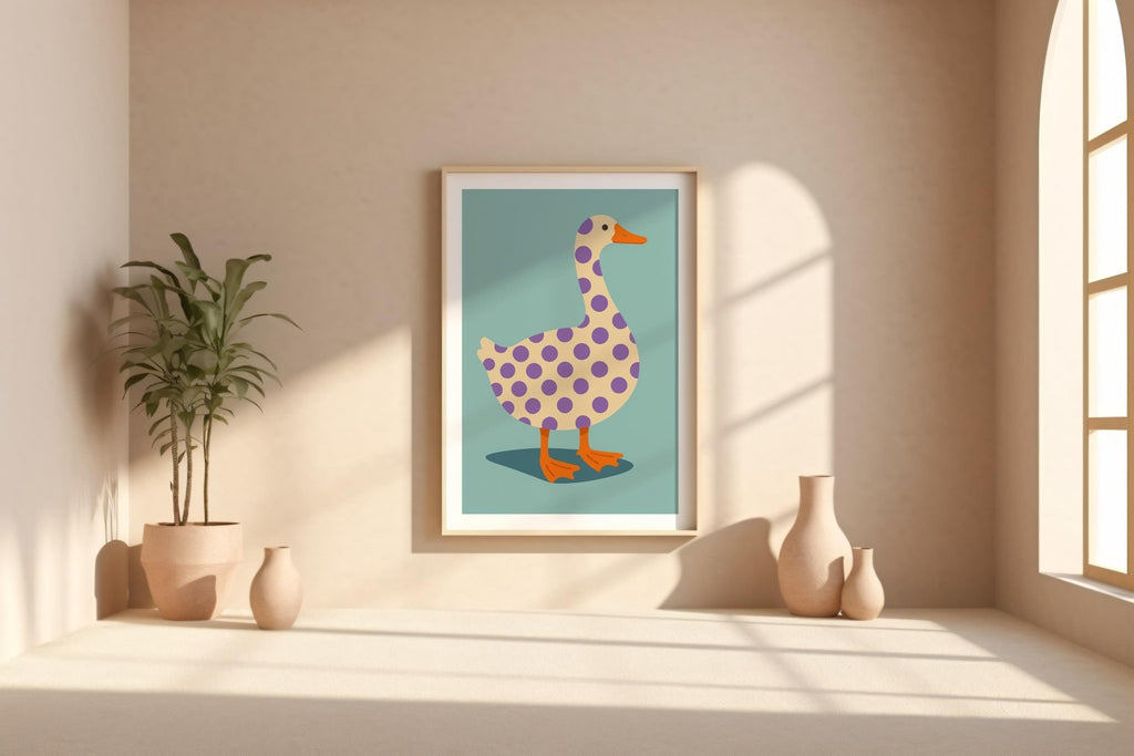 Duck Wall Art – Quirky Animal Print, Fun Minimalist Farmhouse Poster, Bold Whimsical Bird Illustration, Free Shipping - Just Great Posters