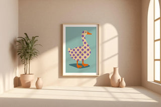 Duck Wall Art – Quirky Animal Print, Fun Minimalist Farmhouse Poster, Bold Whimsical Bird Illustration, Free Shipping - Just Great Posters