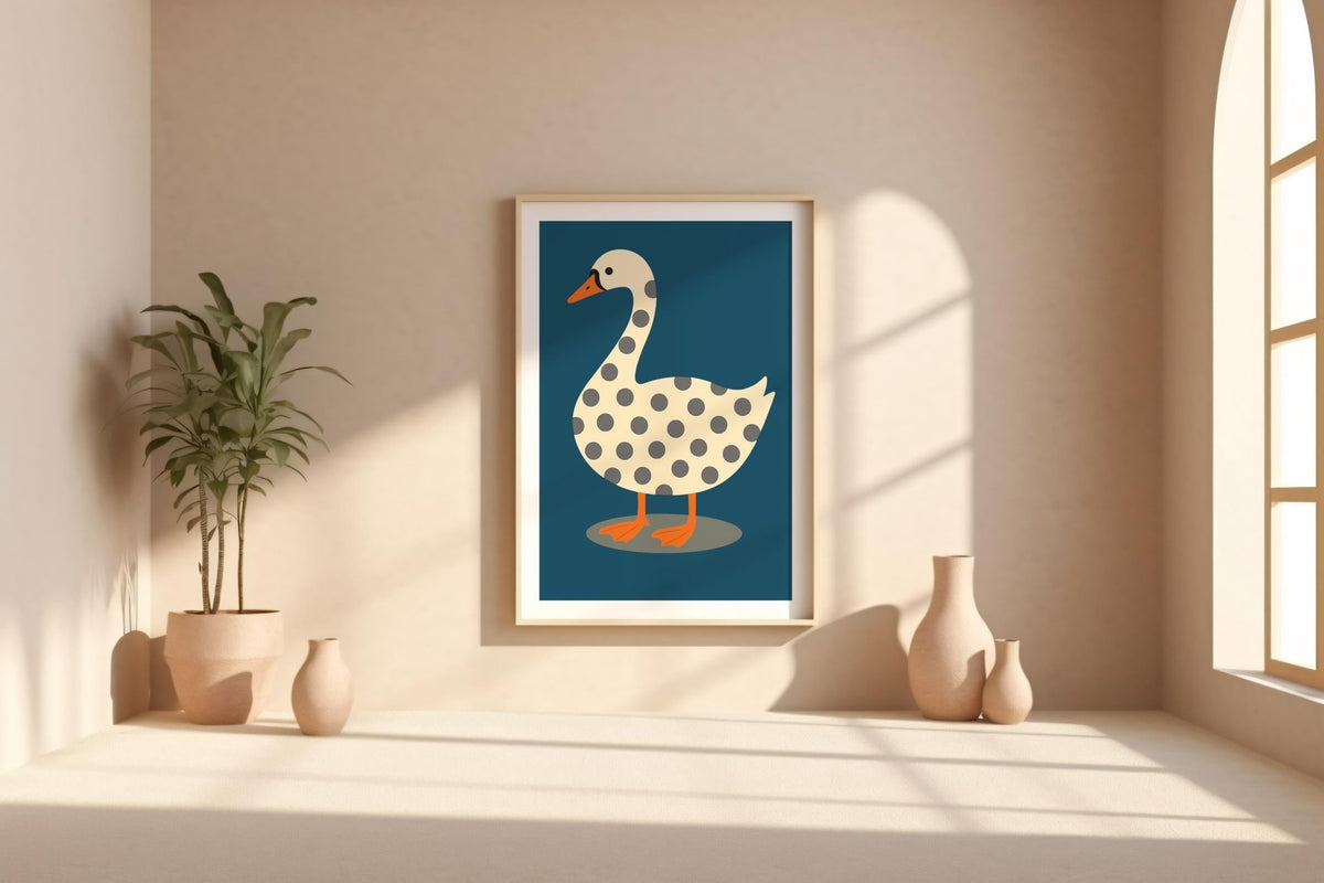 Goose Wall Art – Minimalist Animal Poster, Modern Whimsical Bird Print, Neutral Graphic Farmhouse Decor, Free Shipping - Just Great Posters