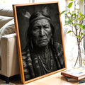 Native American Portrait – Powerful Black & White Photo Print with Cultural Detail and Tribal Strength, Heritage Wall Art, Free Shipping - Just Great Posters