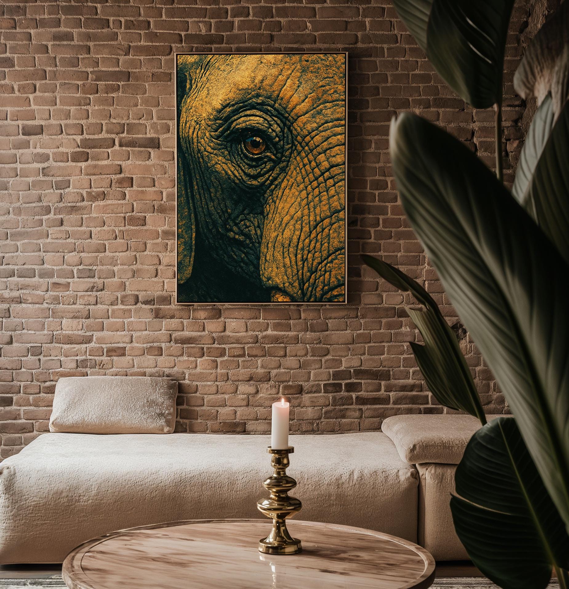 Elephant Eye Close - Up Poster – Vintage Safari Wall Art, Bold Wildlife Photography Style Print for Rustic or Nature - Inspired Decor - Just Great Posters
