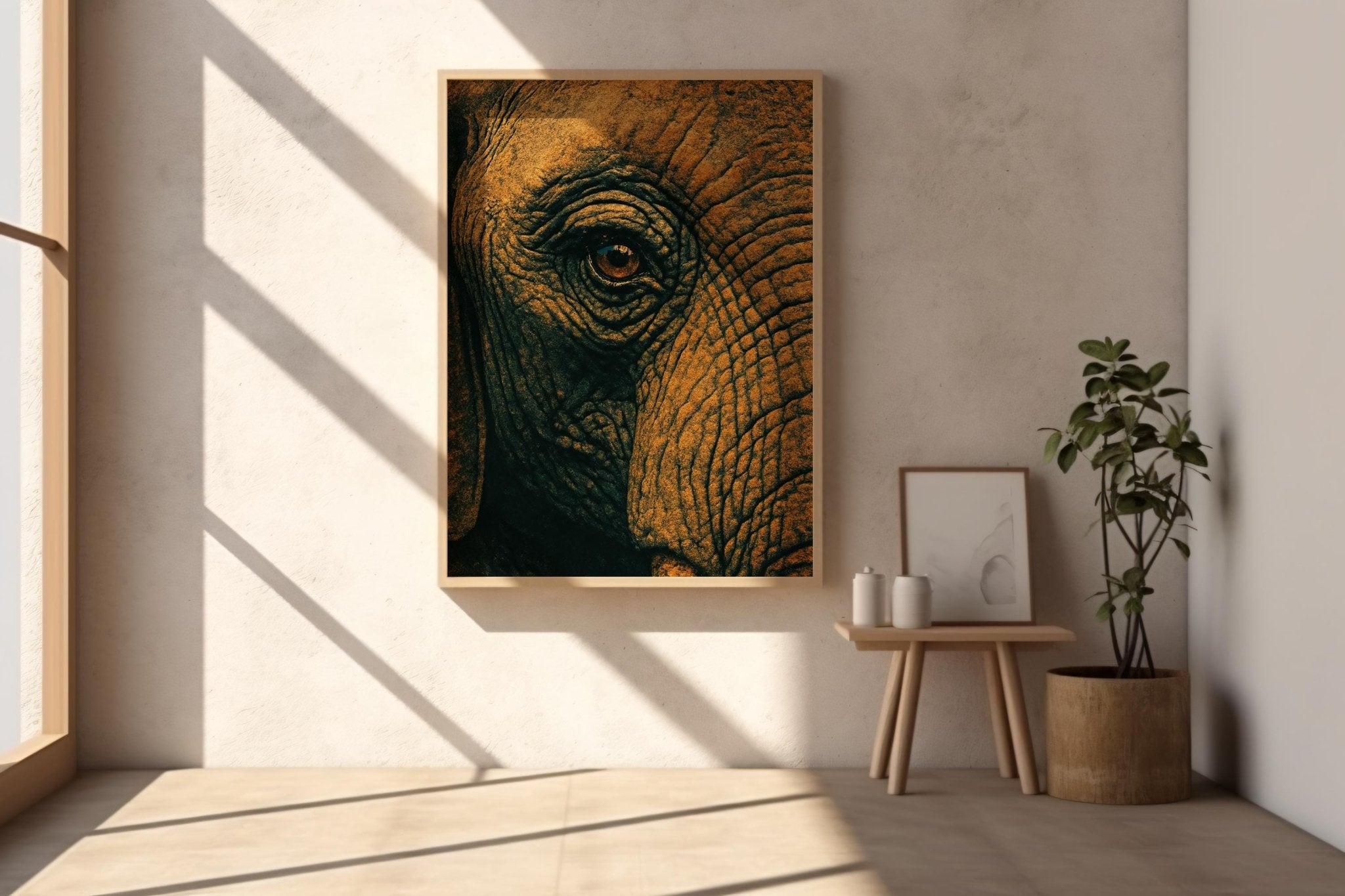 Elephant Eye Close - Up Poster – Vintage Safari Wall Art, Bold Wildlife Photography Style Print for Rustic or Nature - Inspired Decor - Just Great Posters