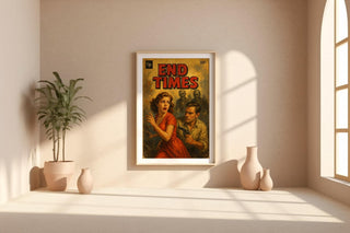 End Times Zombie Poster – Vintage Pulp Fiction Thriller Art Print, Retro Survival Horror Wall Art, Apocalypse Novel Cover Style - Just Great Posters
