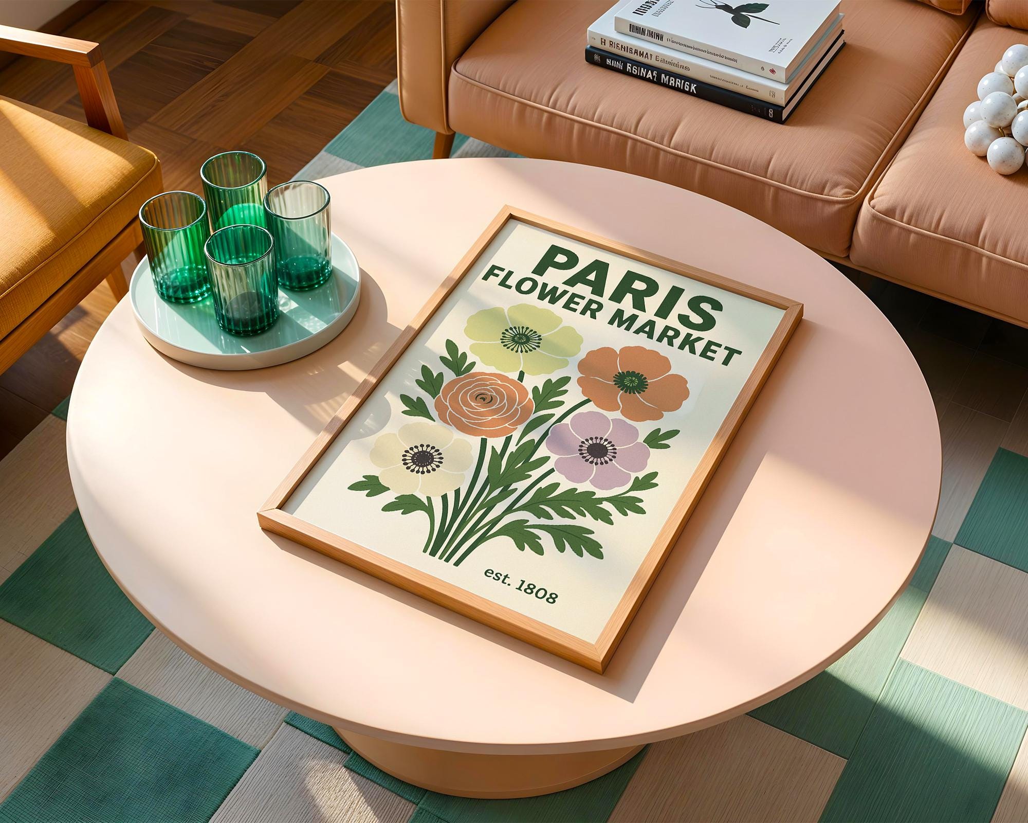 Paris Flower Market Poster – Vintage Retro Floral Wall Art, French Botanical Print, Colorful Bloom Artwork for Kitchen or Bedroom Decor - Just Great Posters