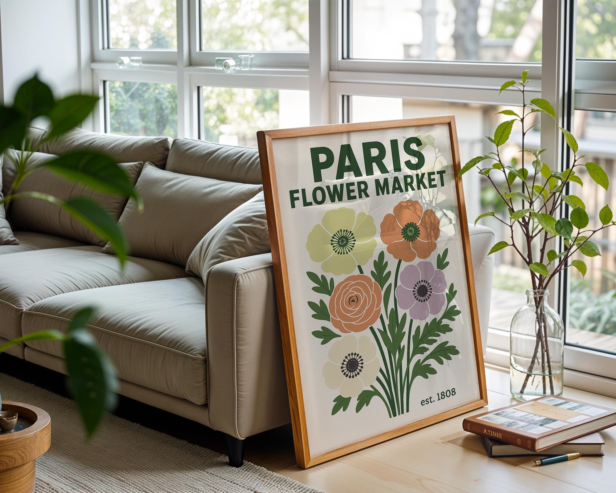 Paris Flower Market Poster – Vintage Retro Floral Wall Art, French Botanical Print, Colorful Bloom Artwork for Kitchen or Bedroom Decor - Just Great Posters