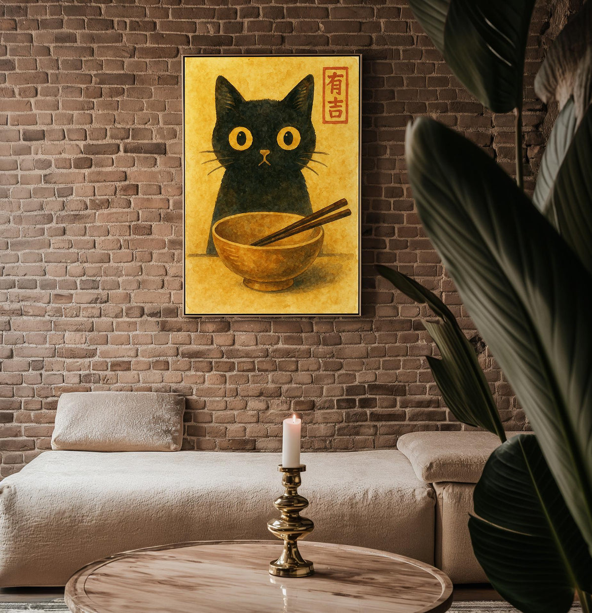 Black Cat Ramen Poster – Cute Japanese Watercolor Style Cat Wall Art, Funny Foodie Print for Kitchen, Cafe, or Cozy Home Decor - Just Great Posters