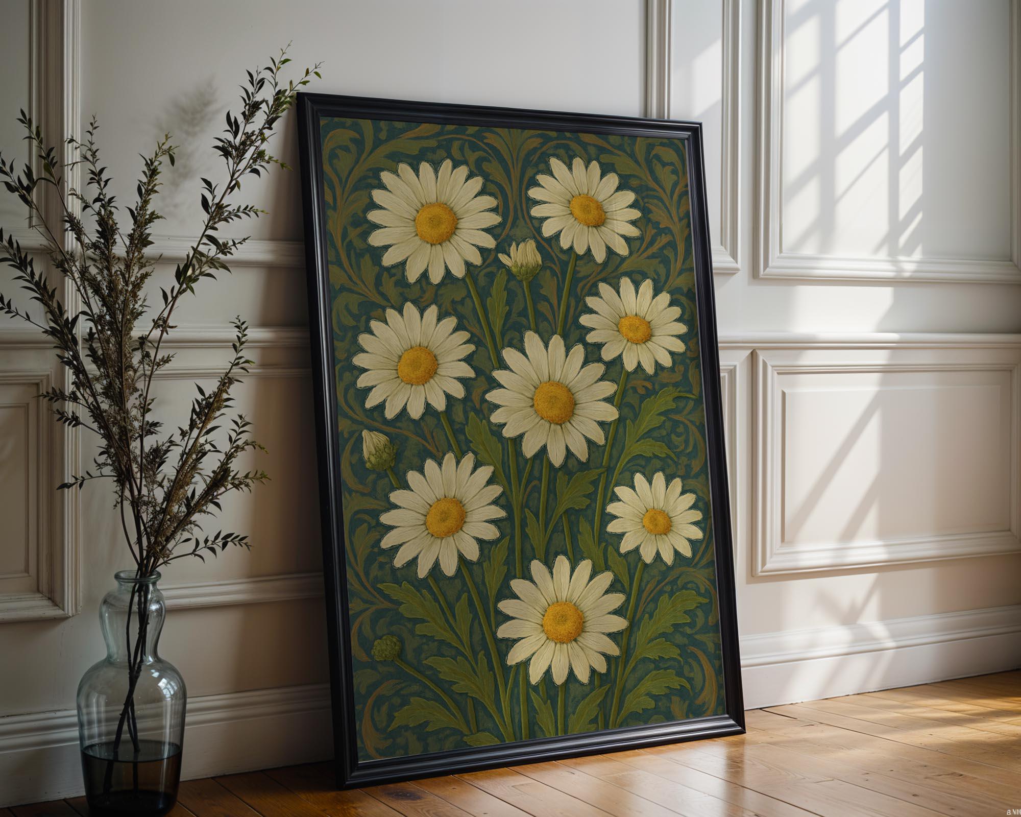 Retro Daisy Flower Art Print – Vintage - Inspired Floral Wall Decor in Soft Pastels, Aesthetic Bedroom or Gallery Wall Poster, Free Shipping - Just Great Posters