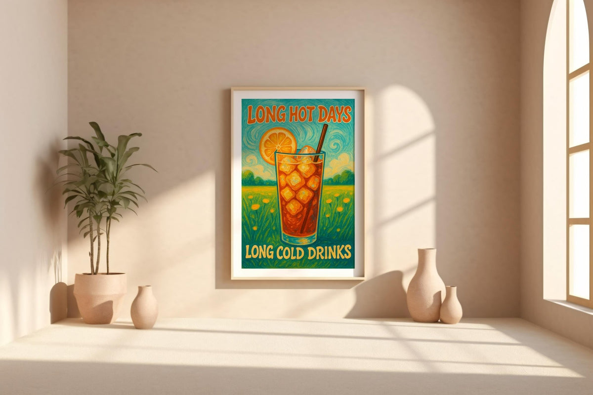 Retro Iced Tea Poster – Vibrant Summer Wall Art with Citrus, Sunshine & Cool Vibes for Kitchen, Bar or Patio – 260gsm Print Free Shipping - Just Great Posters