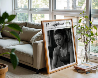 Bible Verse Wall Art – Christian Motivational Poster for Gym, Fitness Room or Office, Scripture Quote Workout Print, Philippians 4:13 - Just Great Posters