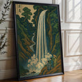 Japanese Waterfall Art Print | Vintage Landscape Poster in Ukiyo - e Style | Tranquil Nature Wall Art for Zen Spaces & Classic Homes - Just Great Posters