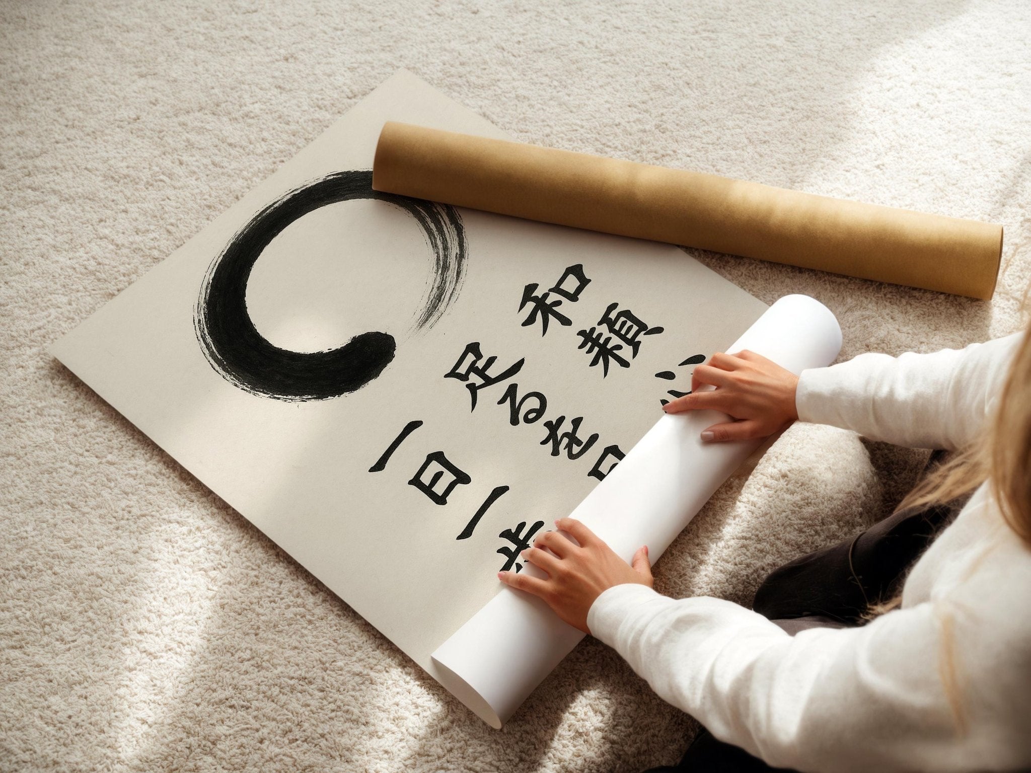 Zen Enso Circle Wall Art – Minimalist Japanese Calligraphy Poster, Wabi Sabi Inspired Print for Meditation, Calm Decor or Yoga Studios - Just Great Posters