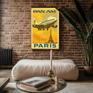 Pan Am Paris Travel Poster – Retro Airline Wall Art, Vintage Jet Age Decor with Eiffel Tower, Aviation Print for Pilots and Wanderlusters - Just Great Posters