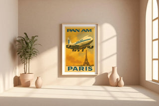 Pan Am Paris Travel Poster – Retro Airline Wall Art, Vintage Jet Age Decor with Eiffel Tower, Aviation Print for Pilots and Wanderlusters - Just Great Posters