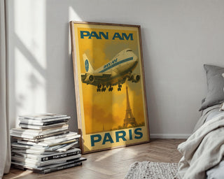 Pan Am Paris Travel Poster – Retro Airline Wall Art, Vintage Jet Age Decor with Eiffel Tower, Aviation Print for Pilots and Wanderlusters - Just Great Posters
