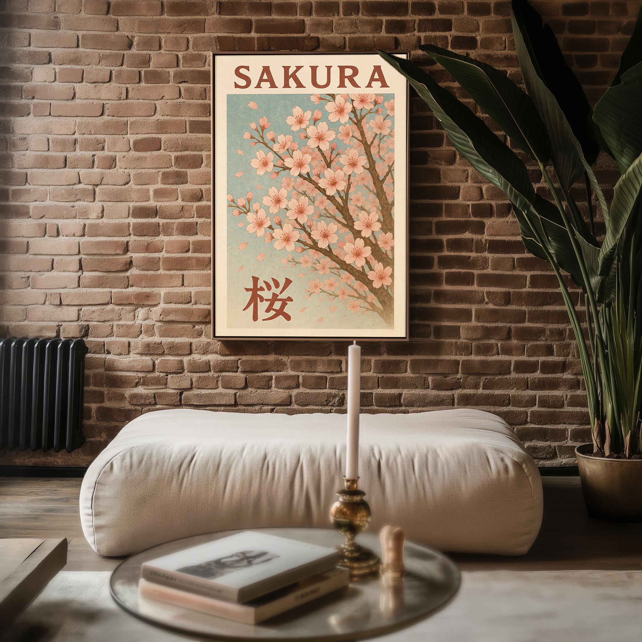 Sakura Cherry Blossom Poster – Vintage Japanese Spring Wall Art