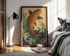 Koi Fish Ukiyo - e Poster – Traditional Japanese Water Print, Symbolic Strength and Flow Wall Art for Zen Decor, Japandi, or Calm Interiors - Just Great Posters
