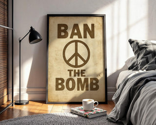 Ban the Bomb Peace Poster | Vintage Protest Art Print with Bold Typography | 1960s Anti - War Movement Wall Art | Free Shipping - Just Great Posters